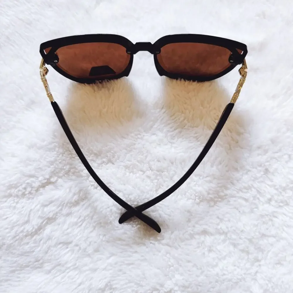 Genevieve Clear Brown & Black Rimless Polarized Sunglasses